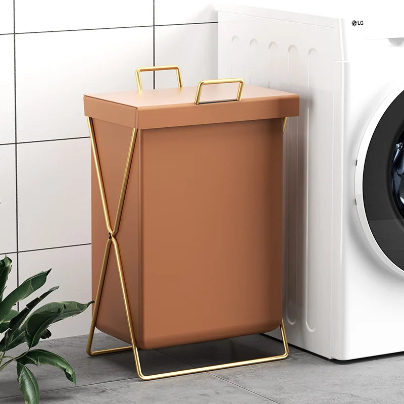 panier linge pliable orange gris bleu marine moderne pu doré tissuintérieur respectueuxenvironnement