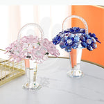 panier fleurs cristal transparent motif floral rose bleu élégant décoration intérieure vase transport
