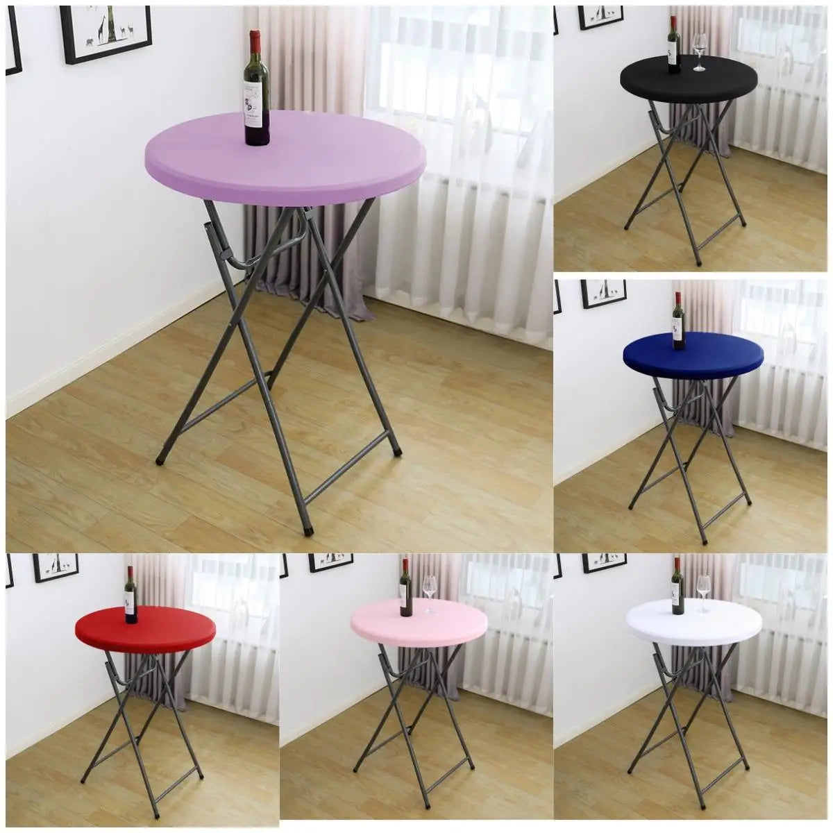 nappe table ronde extensible spandex imperméable banquet mariage fête décoration intérieure extérieure