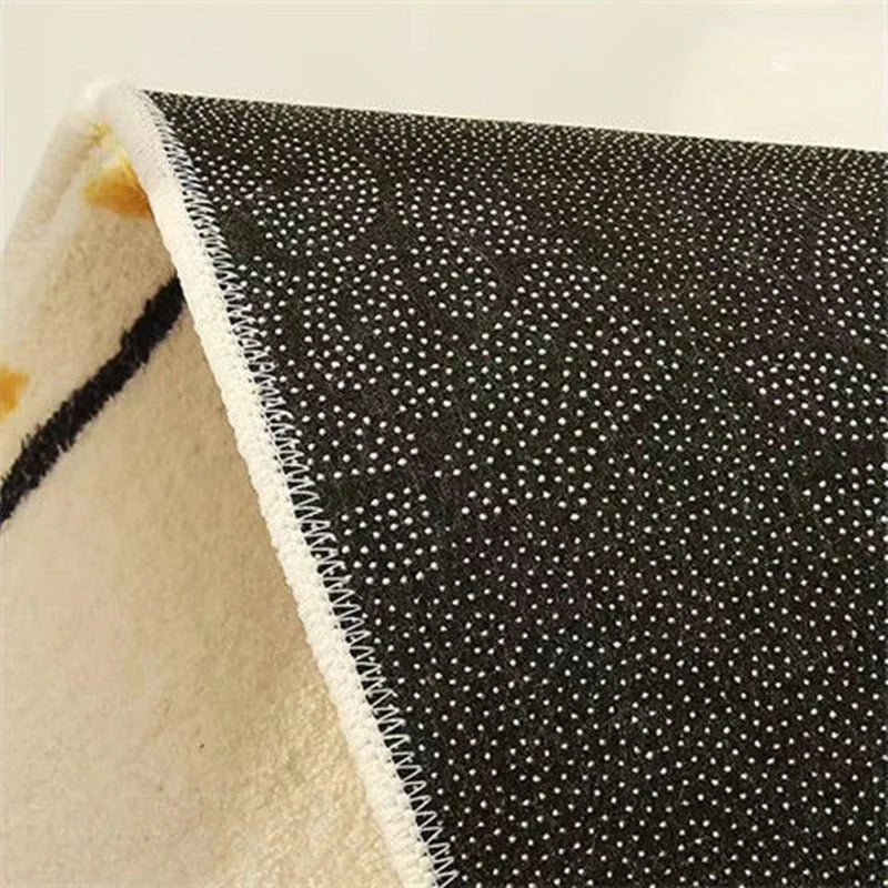 tapis chat poilu marron blanc vert noir ludique chambre enfant 40x120cm