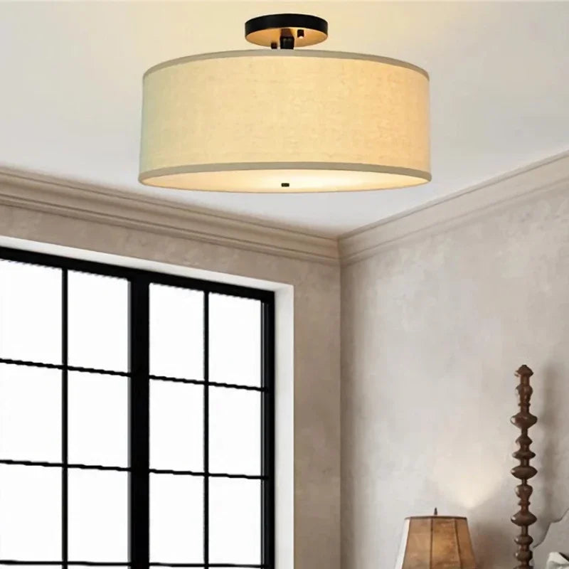 lampe suspendue tissu moderne beige noir 30cm 40cm 50cm opaque chambre restaurant