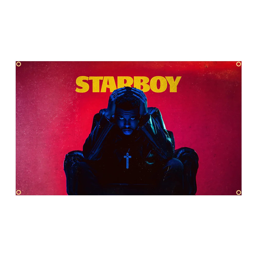 affiche moderne starboy after hours noir blanc rouge accrochée décoration chambre personnage textes artistique