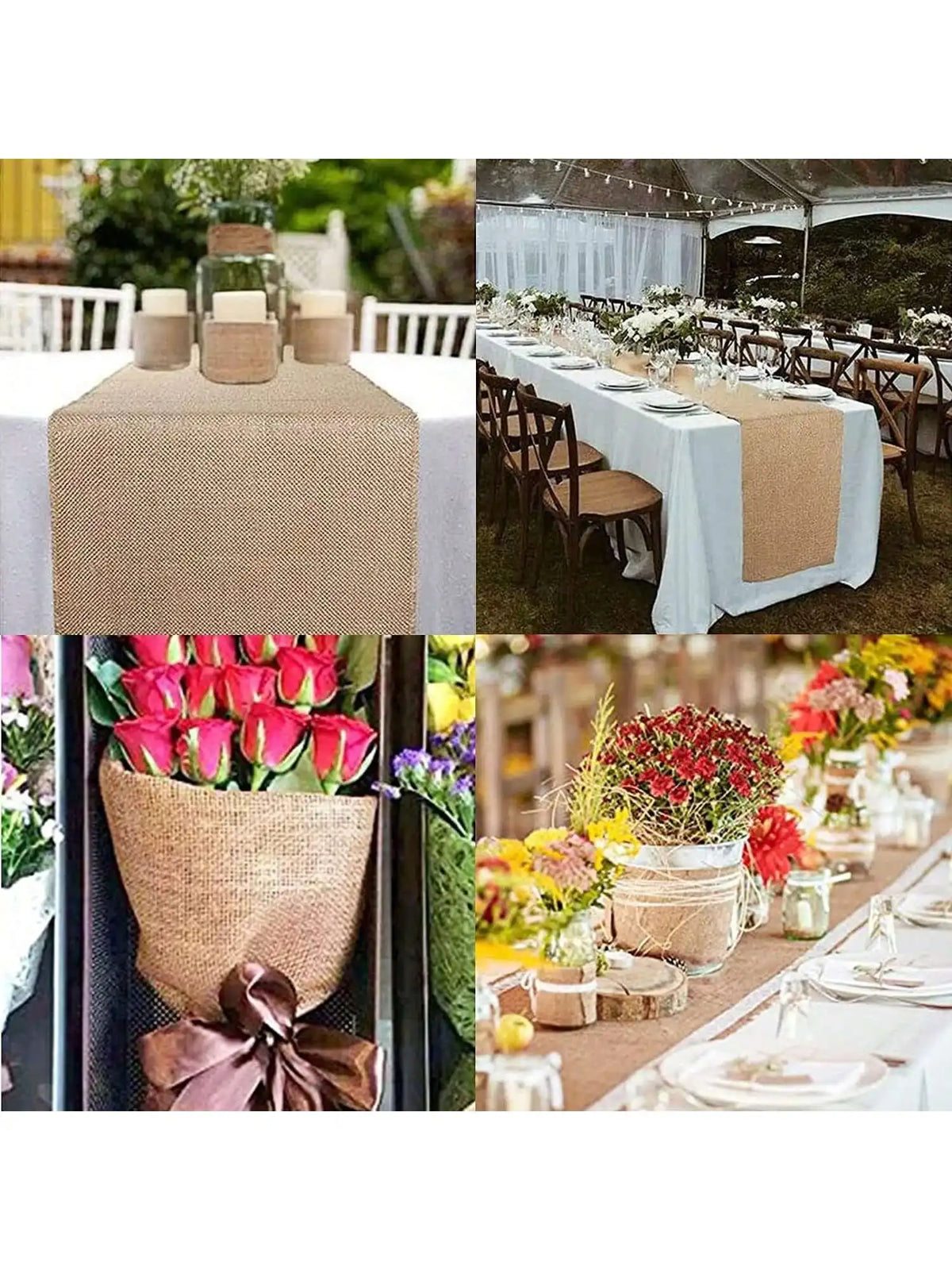 tapis juteux rustique toile jute mariage décoration événementnel nappe matériaux naturels textures grossières