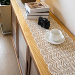 serviette table traditionnelle motif floral serviette beige clair tissage crocheté frange maison polyester coton