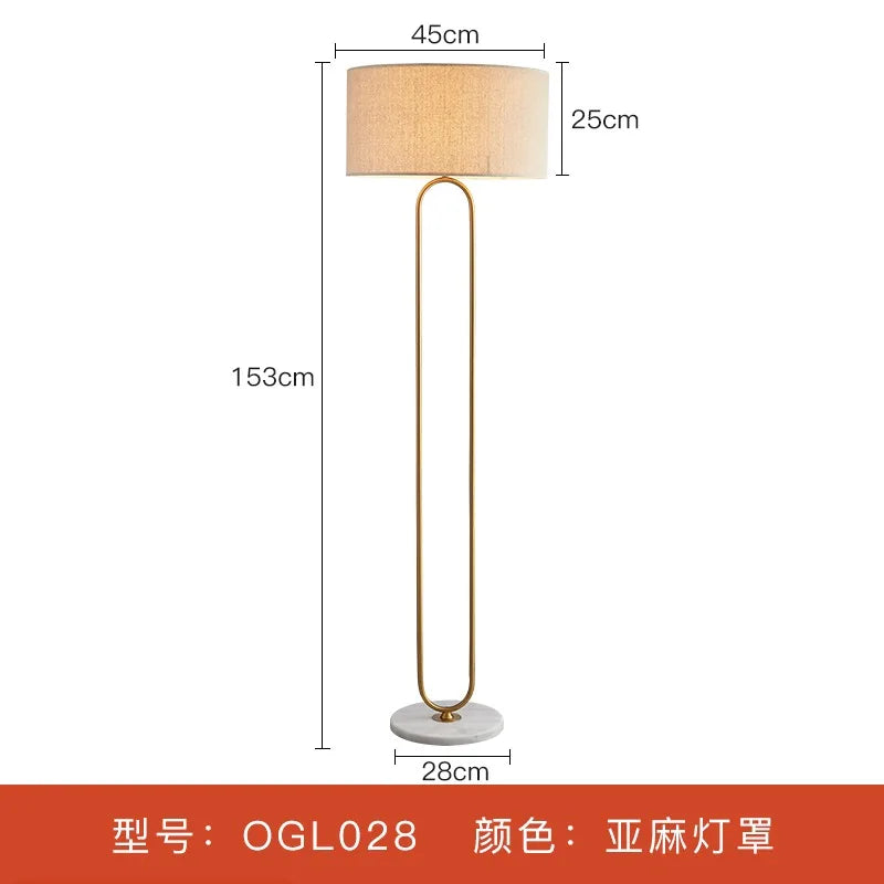 lampe sol led or blanc abatjour tissé base marbre moderne chambre coucher