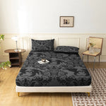 draps plats taies oreillers motif dragons noir classique imprimé gothique lit