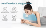 coussin ergonomique bleu clair gris clair couverture amovible memory foam polyester multiposition lecture allongée