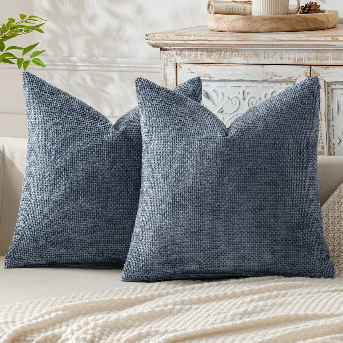 housses coussin décoratives polyester beige gris contemporaines simples maison neutres