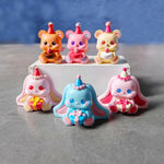 décoration gâteau résine lapin ours fée kawaii cartoon anniversaire 14+ orange rose beige bleuclair