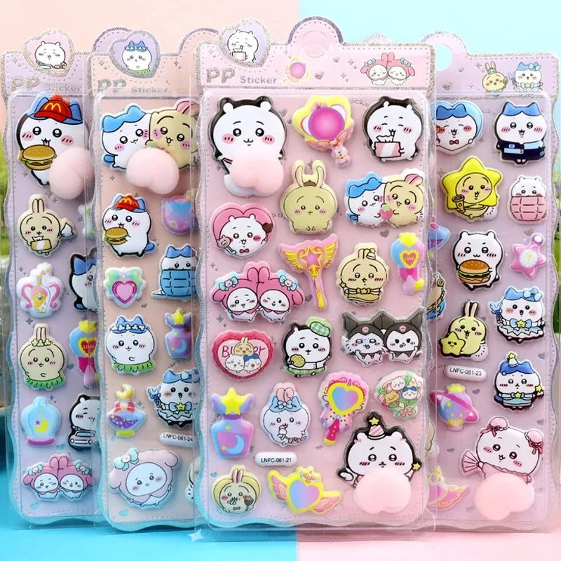stickers kawaii multicolores dessins animés adhésifs compressibles waterproof coque téléphone décoration enfants adultes