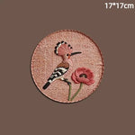 tapis protection tasses rose marron oiseaux fleurs brodés traditionnel artisanal coton polyester