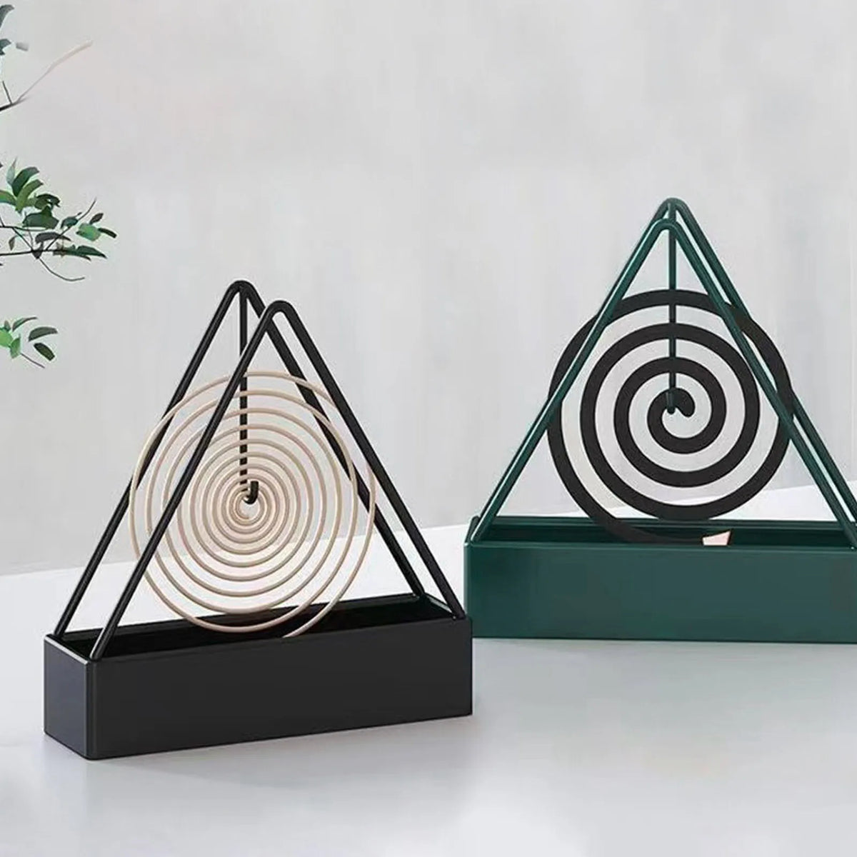 support moustiquaire spirale moderne noir vert foncé encens anti moustiques