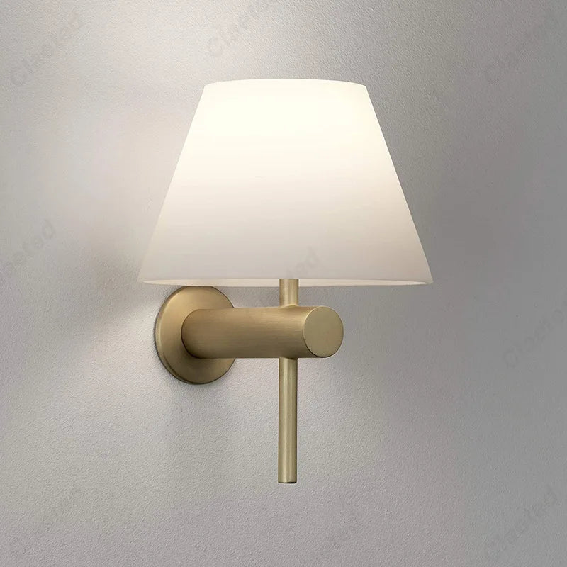 lampe murale moderne blanc doré abat jour mat fixée chambre salon entrée