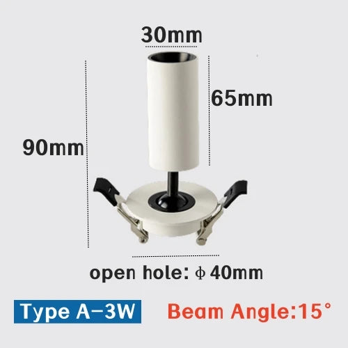 projecteur led spot blanc moderne 90mm 135mm 65mm 115mm 3w 10w galerie chambre