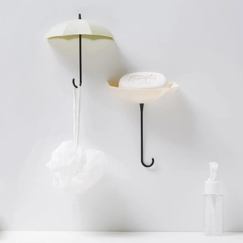 porte clés porte savon ombrelle moderne minimaliste beige rose gris blanc texture ombrelle crochets