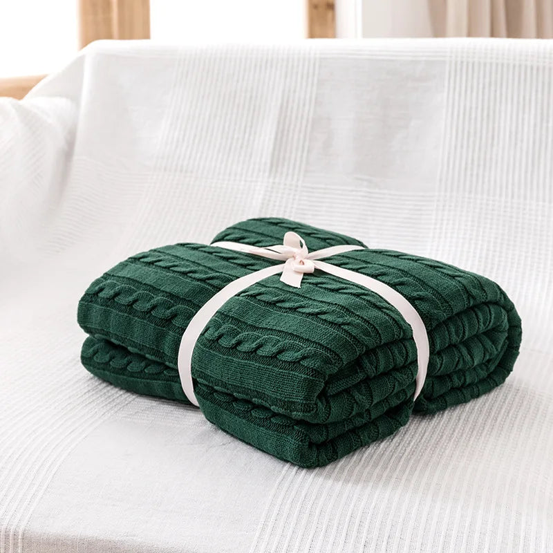 couverture tricotée coton pur lit canapé décoration maison douce grande taille rectangle