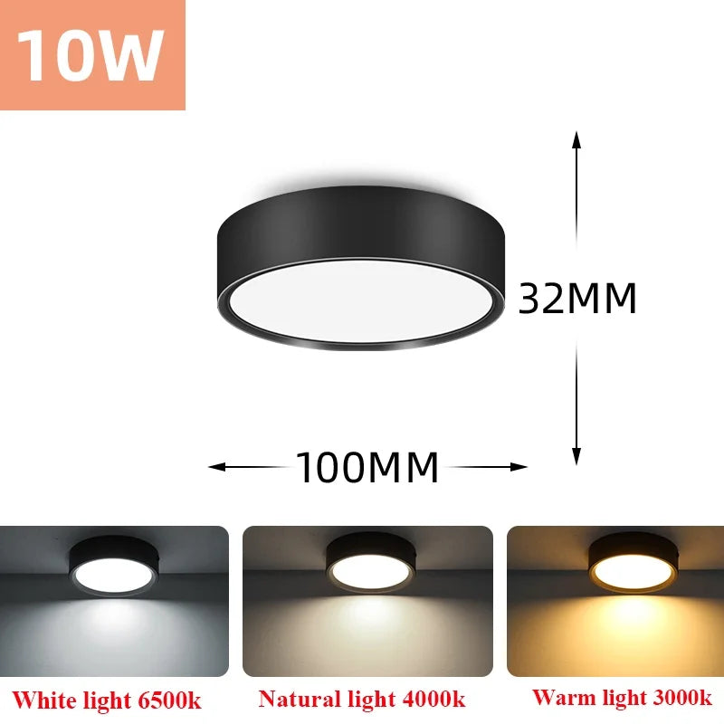 Lampe led downlight 3w 5w 10w 15w 25w blanc noir moderne minimaliste montage