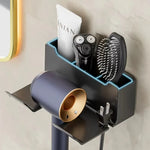 support mural sèche cheveux rangement salle bain sans perçage brosse peigne fixations modernes accessoires
