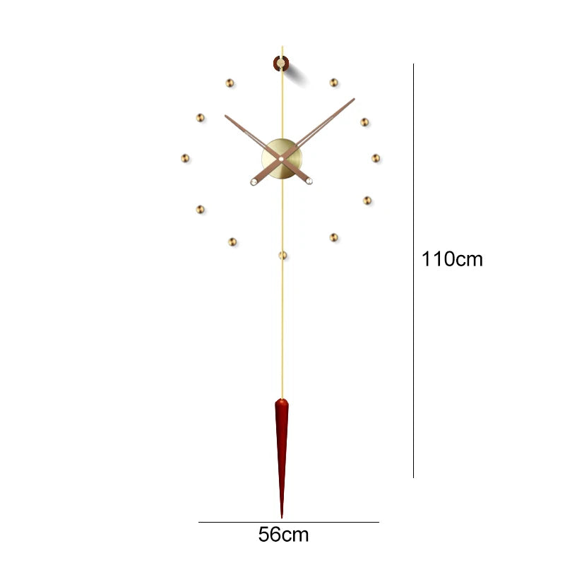 horloge murale moderne or métal aiguilles quartz géométrique minimaliste visage unique ensemble multi pièces