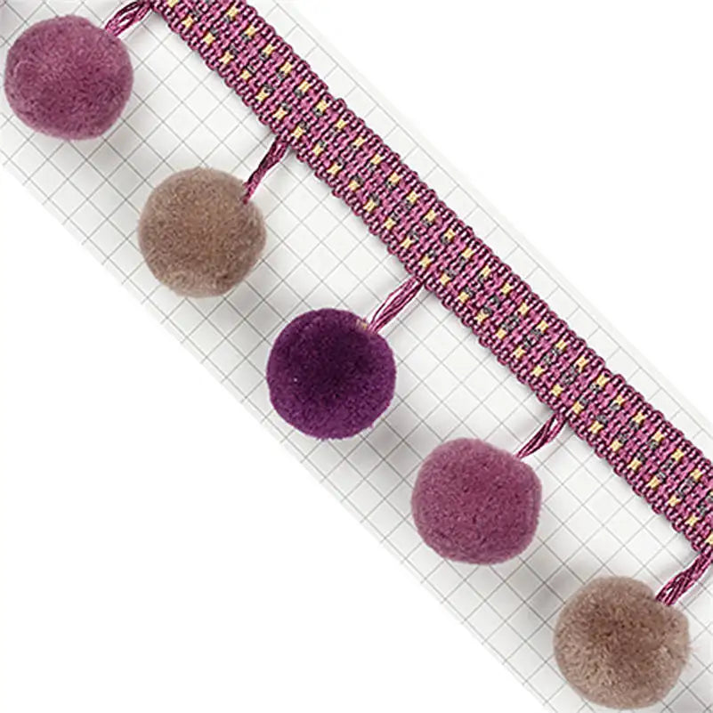 ruban décoratif moderne pompons peluche rayures dorées bleu marine orange