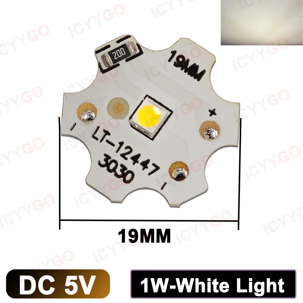 diodes led blanc rouge vert bleu moderne 19mm 1w 5v 300ma 120lm