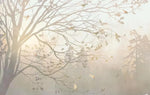 papier peint moderne plante branches fleurs salon chambre soie naturelle respectueux environnement