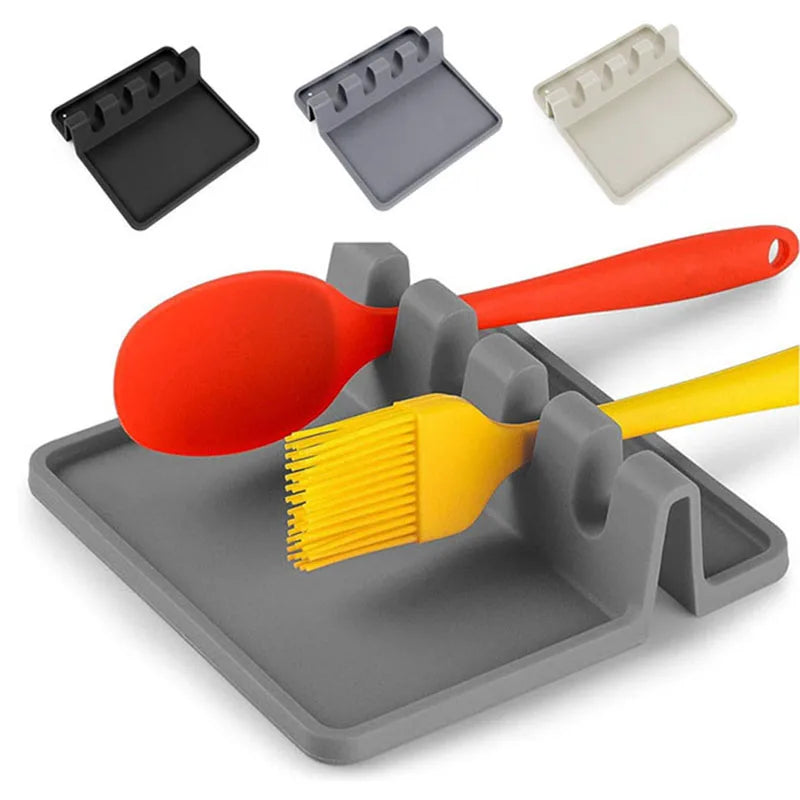 porte couverts adhésifs modernes silicone gris rouge noir cuillère spatule baguettes poêle couvercle