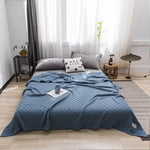 couverture coton rayures horizontales bleu clair légère été moderne grande taille maison simple douce