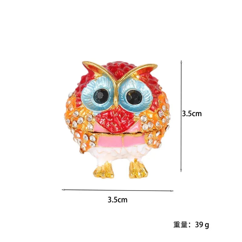 boîte bijoux oiseau strass bleu rouge vert or artisanal deco 3.5cm 3.5cm