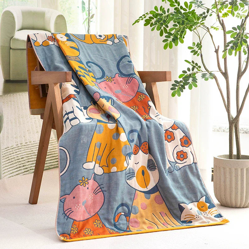 serviette bain coton fleur multicolore moderne jacquard absorbante toilette confortable respectueuse peau lavable machine