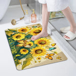 tapis d'entrée imprimé citron plante fleur papillon bienvenue antidérapant polyester caoutchouc maison décoratif naturel