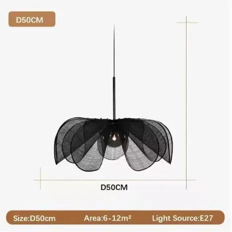 Suspension lumineuse tissu beige motif feuilles moderne opaque pendentif chambre salon étude
