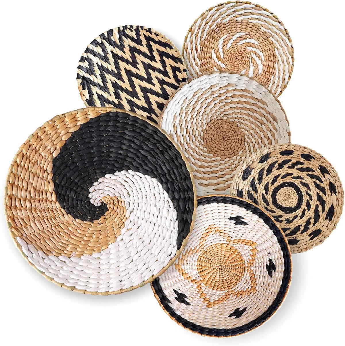 assiette décorative ethnique boho chic motif zigzag couleur naturelle mur cuisine salon maison rustique