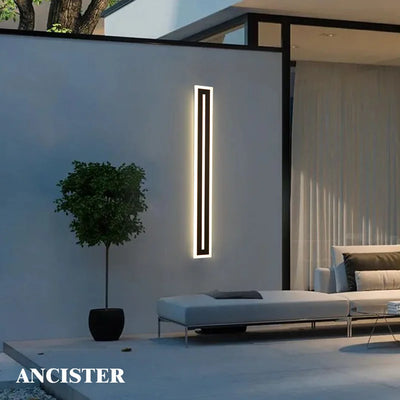 Applique murale LED extérieure design moderne gris clair allumée