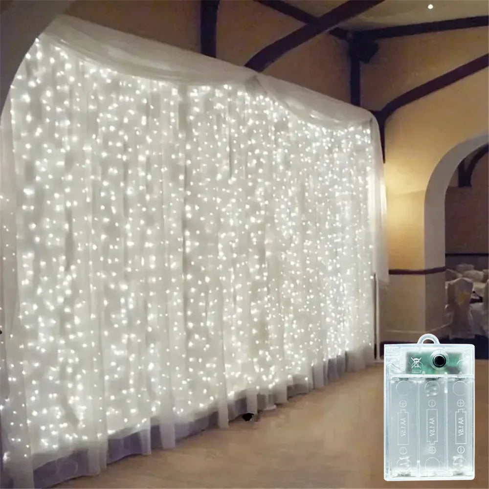 guirlande lumineuse led noël multicolore blanc decoration vacances 3m 3m 300 leds moderne festive