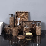 ensemble bain marbre moderne porte savon distributeur savon porte dentifrice marron noir
