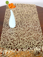 nappe decorative moderne or blanc argent motifs circulaires translucide mariage eventDecorationintérieur