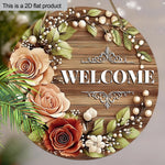décoration murale bois fleurs bienvenue rustique pastoral jardin maison couronne verte
