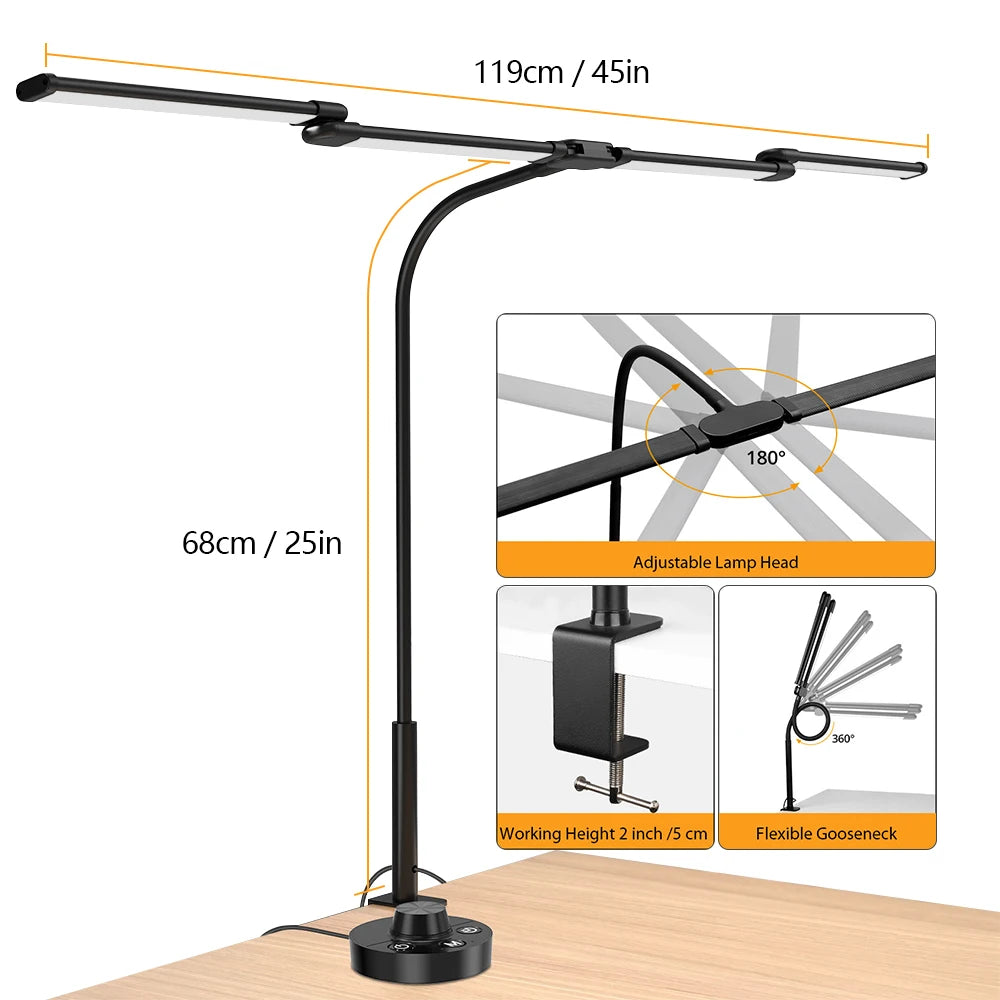 Lampe LED moderne noire pince étau 24W gradation continue ABS aluminium