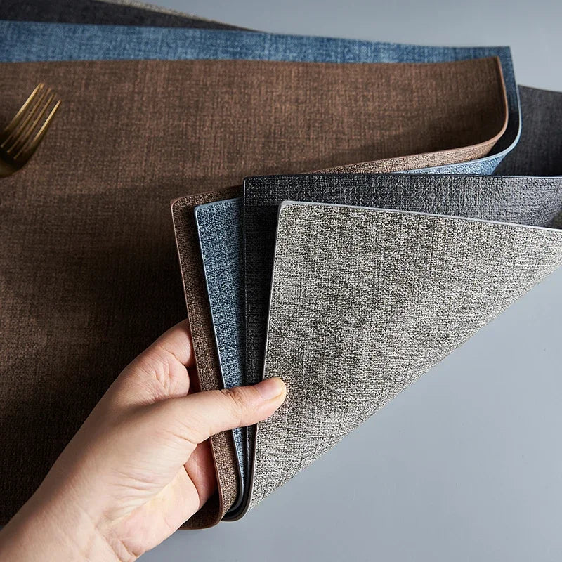 serviettes table rectangulaires toile lin gris bleu marron modernes imperméables