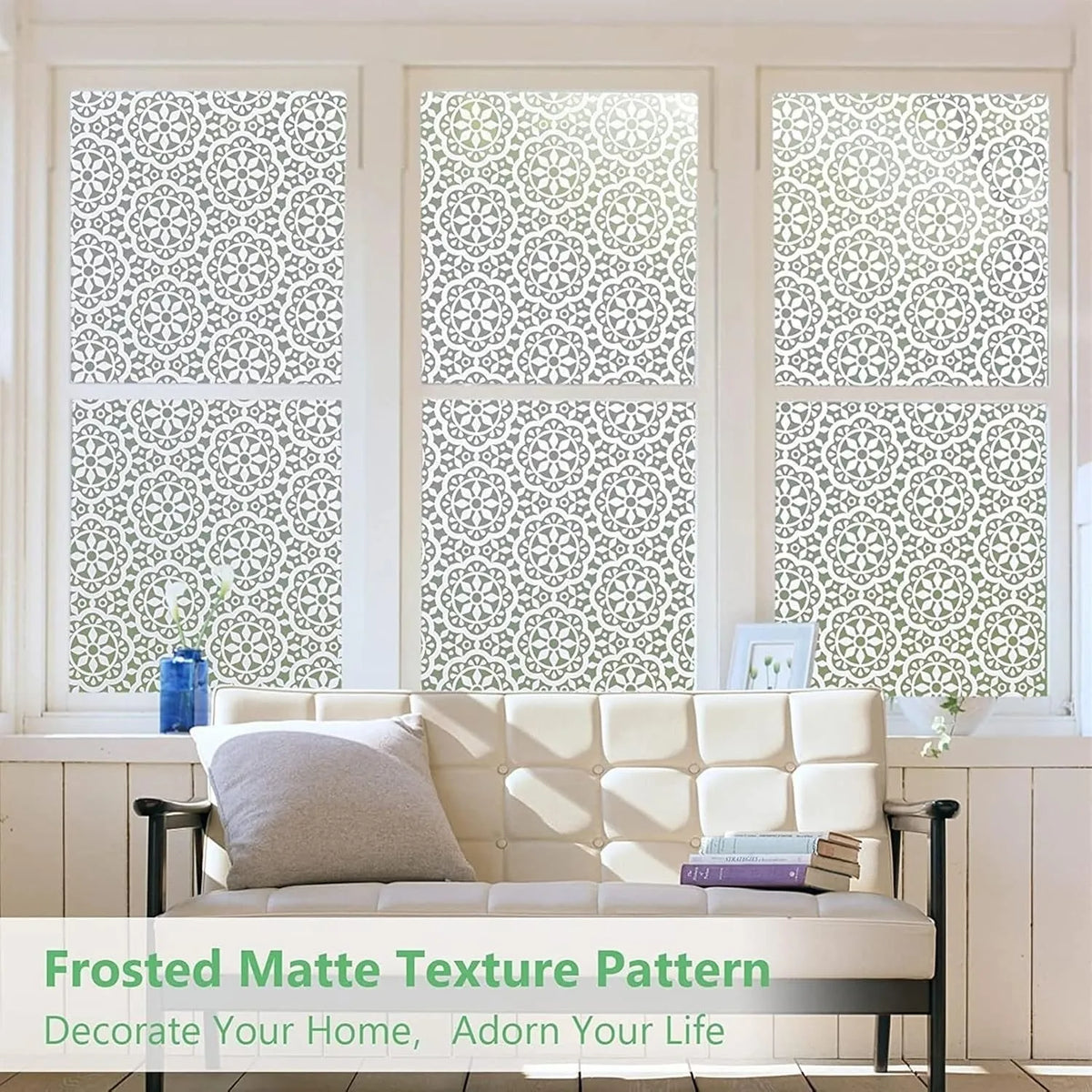 film fenêtre décoratif moderne motif géométrique blanc adhésif isolation thermique uv protection thermique