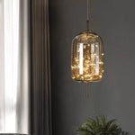 lampe suspendue moderne transparente dorée fil cuivre câble suspendu chambre salon étude chambre d'hôtel