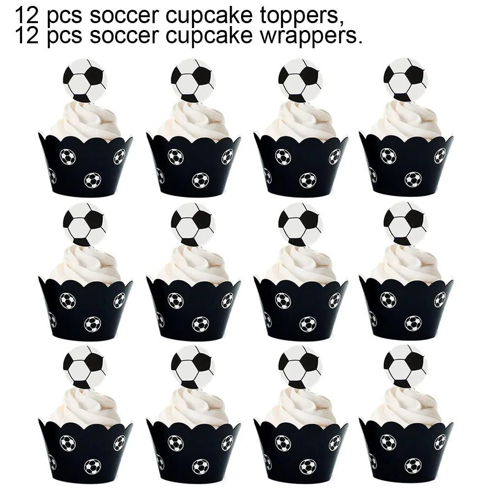 décoration gâteau anniversaire football toppers cupcakes boîtes friandises ball ballon thème sport vert noir