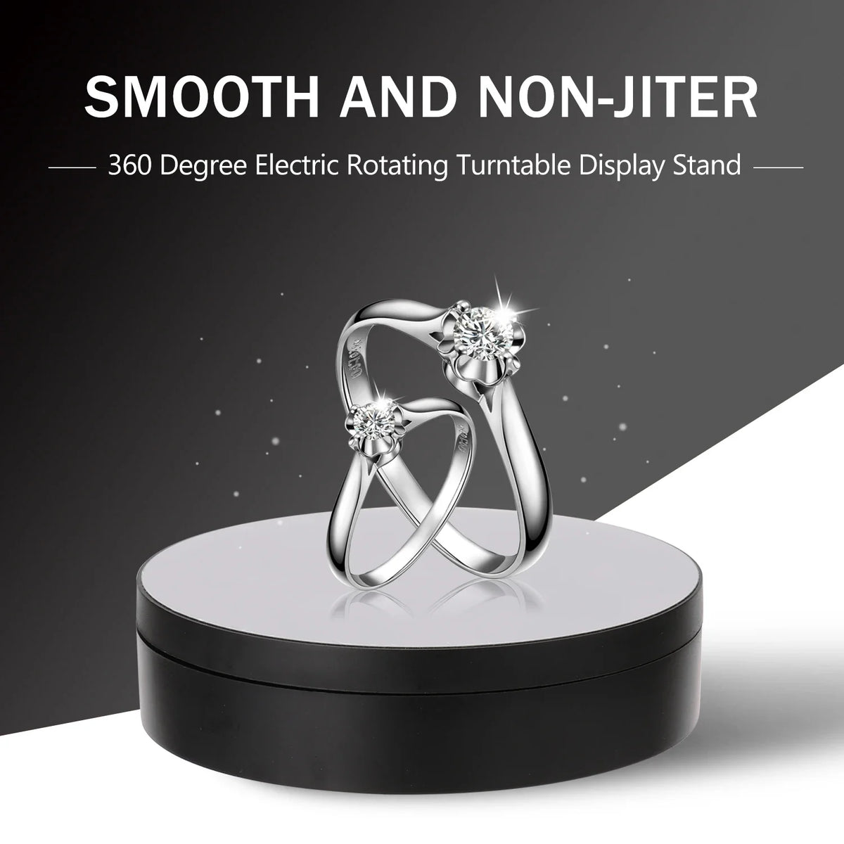 support rotatif électrique blanc noir moderne plateau tournant rechargeable bijoux adhésif câble usb