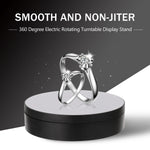 support rotatif électrique blanc noir moderne plateau tournant rechargeable bijoux adhésif câble usb