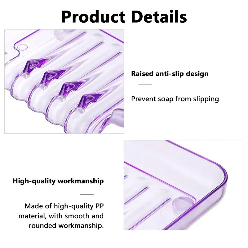 support savon transparent violet rose vert bleu moderne anti dérapant suction bain salle
