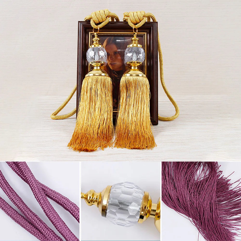 pompons rideaux classiques rouge beige violet gris or coton chanvre rubans uni opaques