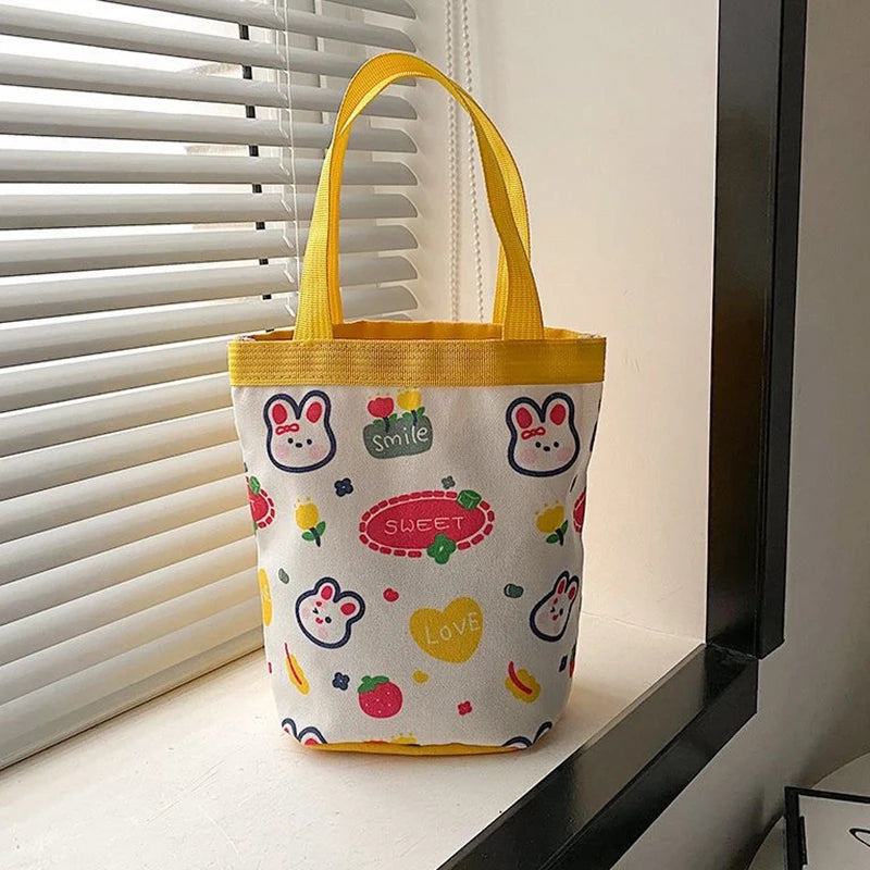 sac main tissu poignées détachables motif dessins animés blanc moderne opacité portable