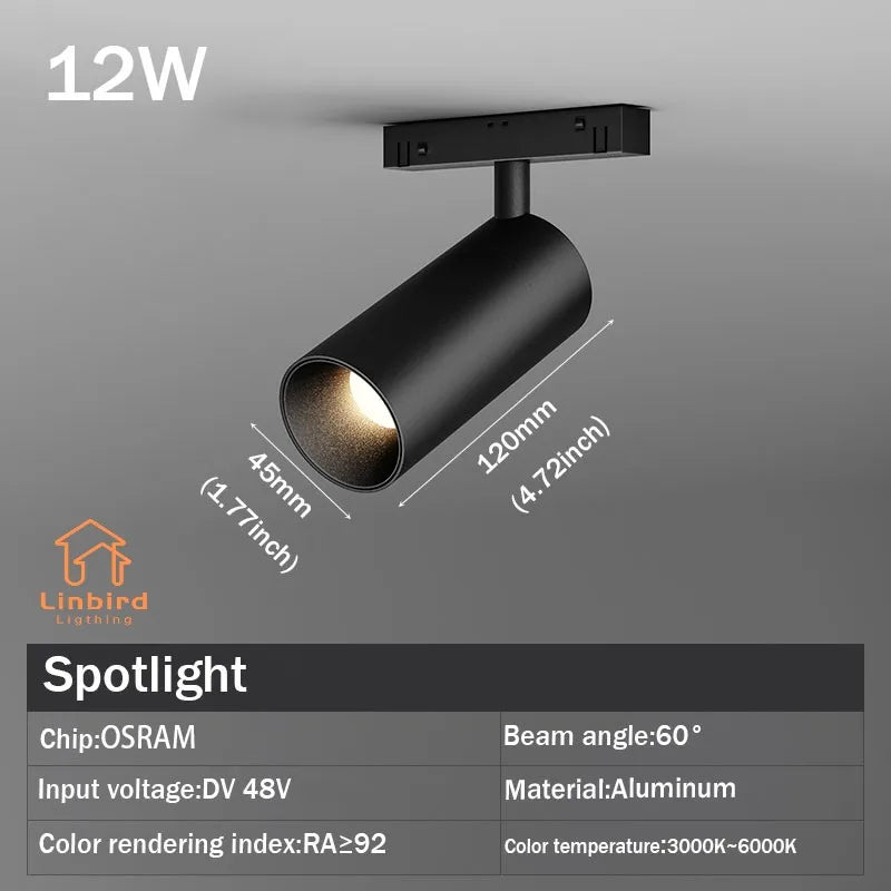 spot led noir mat rail magnétique télécommande application mobile moderne intérieur