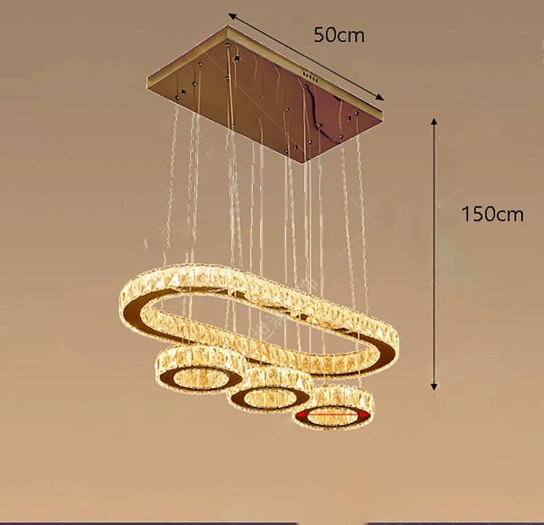 suspension lumineuse moderne or transparent strass rc dimmable 249 2000lm 90 260v